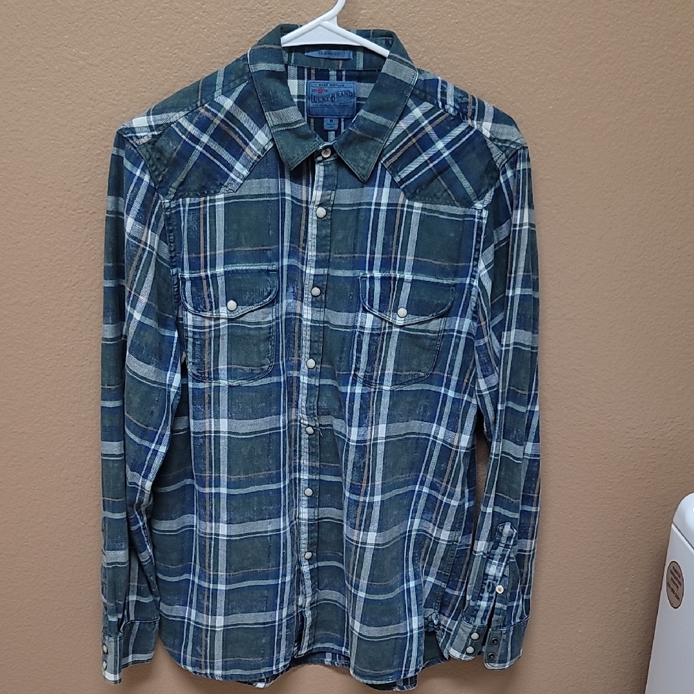 Lucky Brand Casual Green and Blue Button Down Shirt 💙💚